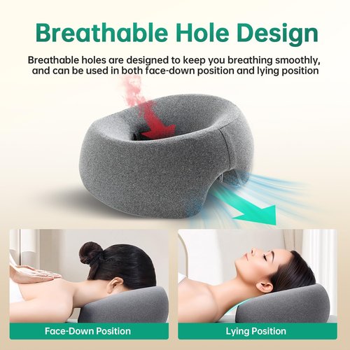 MOONYOOY Massage Head Rest for Bed, Face Down Pillow with Air Vent, Face Cradle for Spa & Stomach Sleeping, BBL Pillow After Eye Surgery, Massage Pillows for Prone Sleeping with Face Cradle Pad