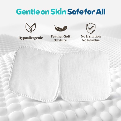 Vexlytra Large Soft Cotton Pads for Face (150 Count)- Lint-Free, Pressed Seam Design, Gentle on Sensitive Skin & Eyes, Perfect for Makeup Removal & Facial Cleansing (2, Blue)