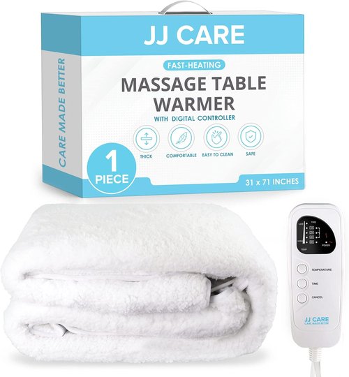 JJ CARE Massage Table Warmer - Digital 5 Heat Control Fleece Pad | 31"x71", Detachable 12 FT Cord, Overheat Protection