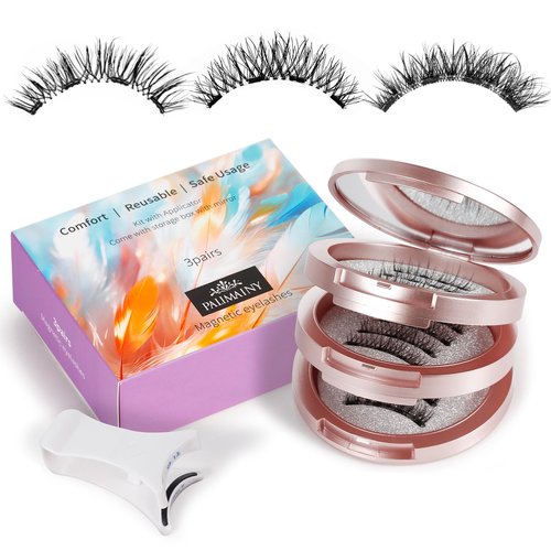 Palimainy Magnetic eyelashes, magnetic eyelashes with applicator,3styles,natural look,wispy,No glue needed,Reusable，easy to apply