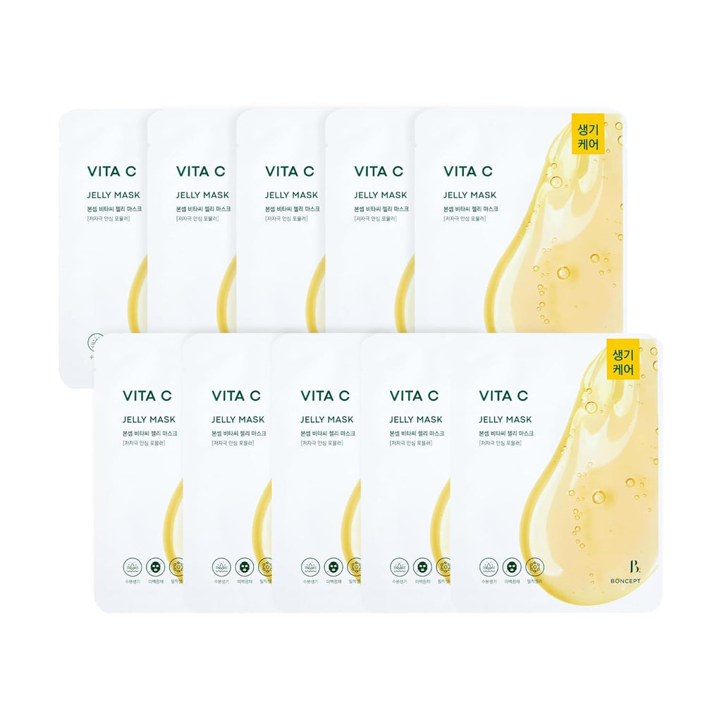 Vita C Jelly Mask - Brightening Korean Skin Care for Dark Spots & Wrinkles | Hydrating with Vitamin C & Retinol, 10 Sheets