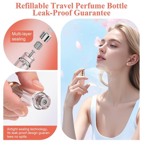 Coxotom Refillable Travel Perfume Bottle – Fine Mist Atomizer, Bottom Fill, Genuine Leather Shell, TSA Approved, For Daily Refresh & Travel (Black, 5ml)