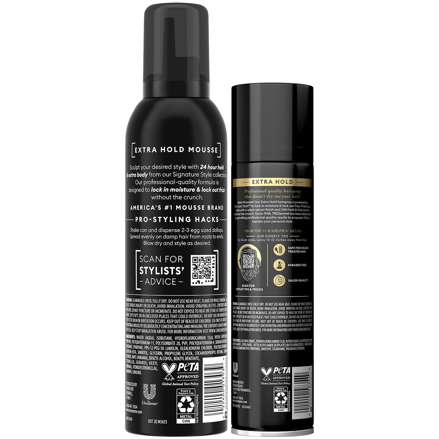 TRESemmé Extra Hold Hairspray & Shaping Mousse Bundle - 24-Hour Touchable Hold & Volume