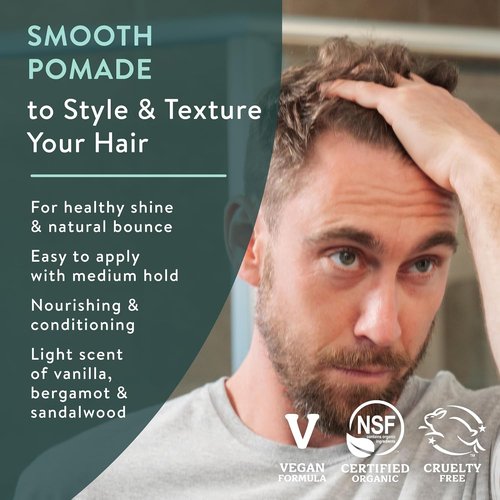 Badger Hair Pomade for Men - Organic Formula with Medium Hold & Shine | Nourishes Hair & Scalp, 2 oz Tin