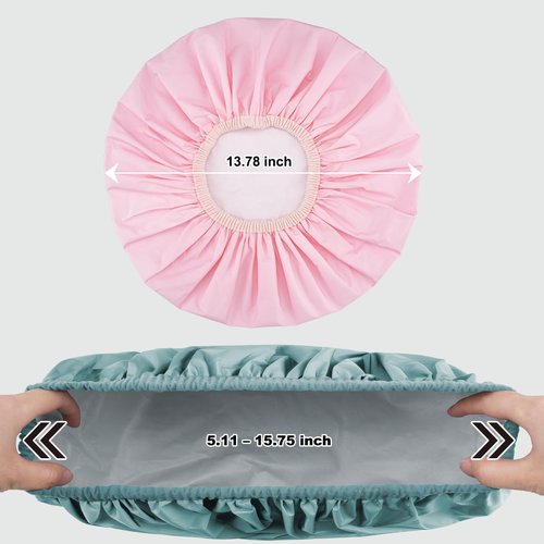 2 Pack Shower Caps for Women, Reusable Waterproof Shower Cap with Elastic Band, Thickened Waterproof Fabric Shower Bonnet for Braids, Long Hair