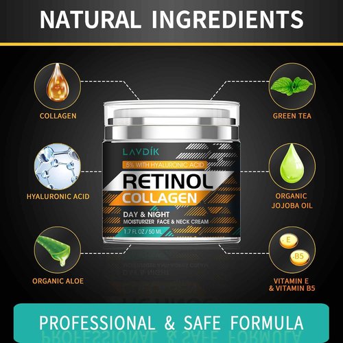 Skiennix Retinol Cream - Anti-Aging Moisturizer with Hyaluronic Acid for Men & Women | 1.7 Fl Oz
