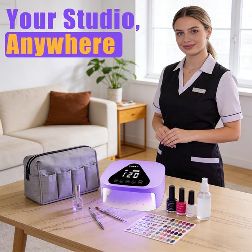 NXJ INFILILA Professional Cordless Nail Lamp, 54W Fast & Even Curing UV/LED Light for All Gel Polishes - Rechargeable, with Auto Sensor & 4 Timers, Ideal for Mobile Nail Techs and Home Salon Use