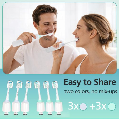 Senyum Toothbrush Heads for Philips Sonicare Replacement Heads E-Series, Essence, Xtreme, Elite, Advance and CleanCare Screw-On Electric Handles, Brush Heads for Philip Sonic Care, 6 Pack