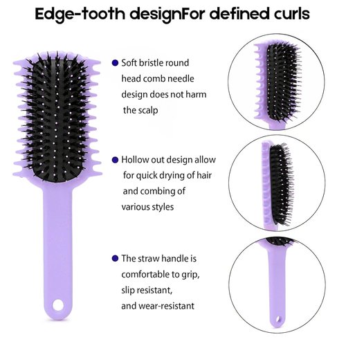 Skiennix Curly Hair Brush - Volume Curl Defining Tool for Easy Detangling & Styling | Green