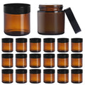 Jarsoph Amber Glass Jars with lids, 24 Pack 4oz Empty Cosmetic Jars, Refillable Airtight Wide Mouth Container for DIY, Sample, Cream, Lotion, Candle Making, Powder, Cosmetic