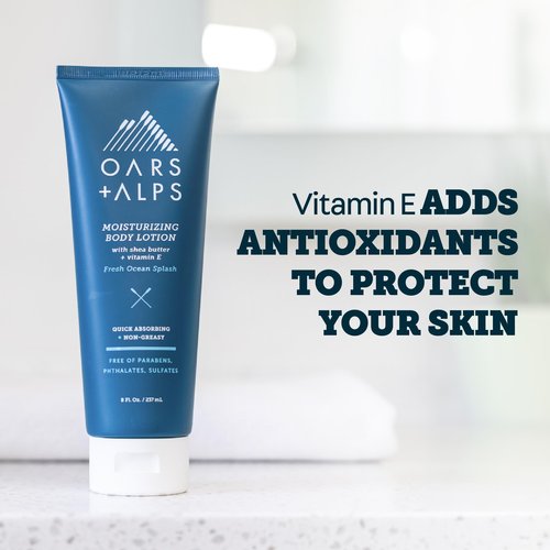 Oars + Alps Body Lotion, Moisturizing Body Lotion with Vitamin E, Shea Butter & Magnesium for All Skin Types, Hydrating, Soothing, Quick Absorbing, Non Greasy, Fresh Ocean Splash, 8oz