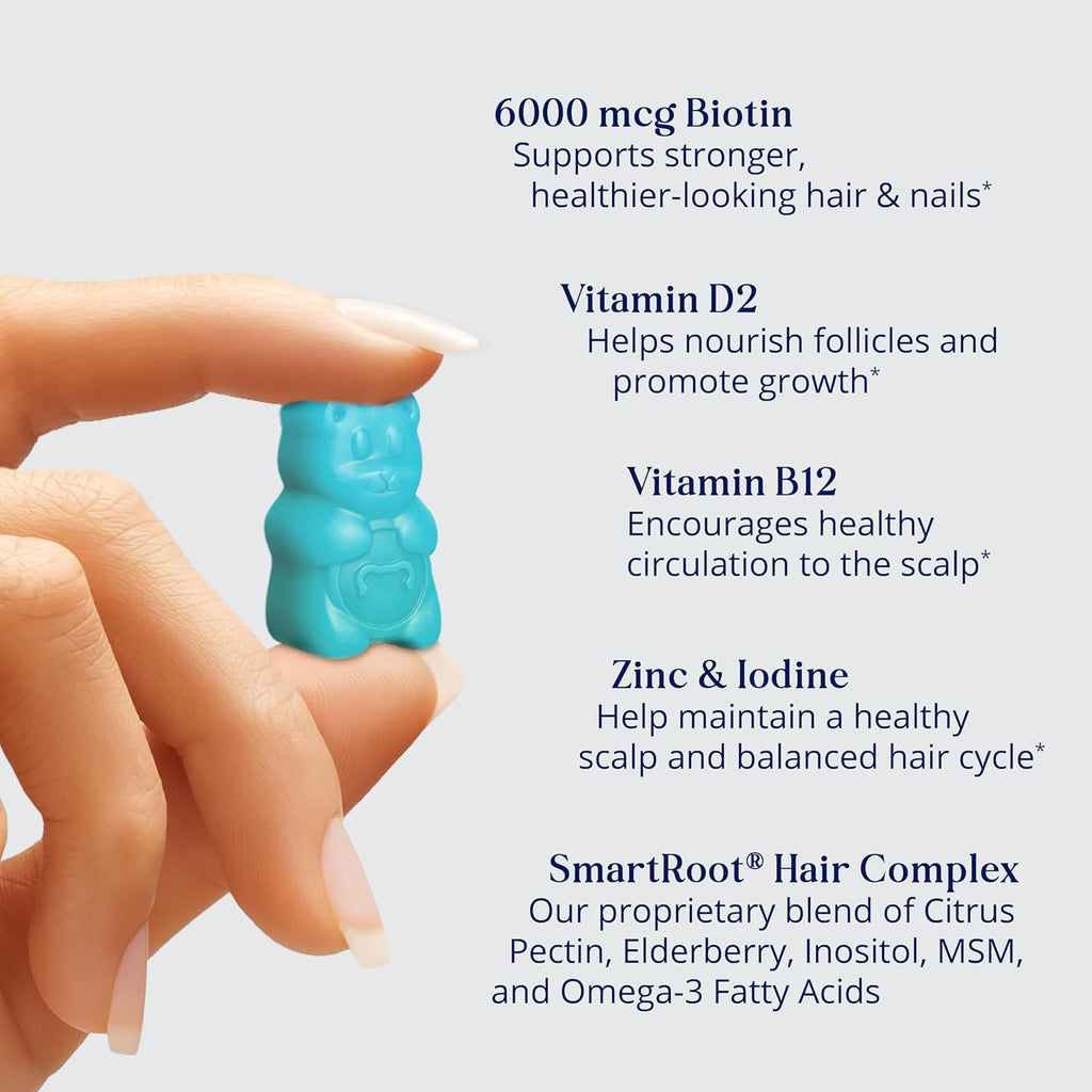 SugarBearPro Hair Vitamins - Extra Strength Biotin 6000mcg Gummies for Hair Growth | Vegan, 1 Month Supply