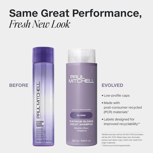 Paul Mitchell Platinum Blonde Violet Shampoo - Banish Brass & Brighten Light to Medium Blonde, Silver, Gray, or White Hair