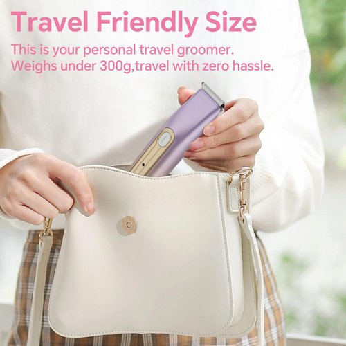 RUIM Bikini Trimmer for Women, 2-in-1 Electric Razor & Pubic Hair Remover - Painless for Sensitive Skin, IPX6 Waterproof, Cordless & USB Rechargeable for Travel, Gift for Her (Purple)