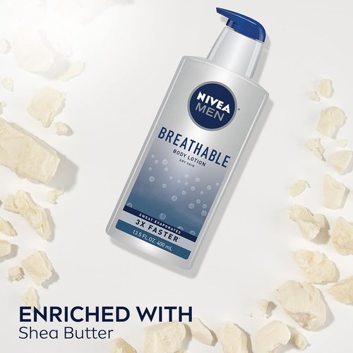 NIVEA MEN Body Lotion - 48 Hour Hydration for Men | Breathable Formula, 13.5 Fl Oz