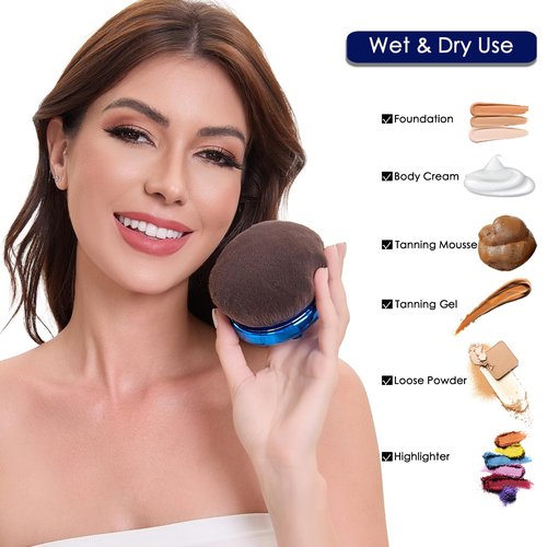Extra Large Body Makeup Brush For Self Tanner, Leg Makeup, Bronzer Blend,112mm Oval-Headed Body Kabuki Brush With Ergonomic Grip Provides More Even Application, Face& Back Makeup Brush, Wet&Dry Use