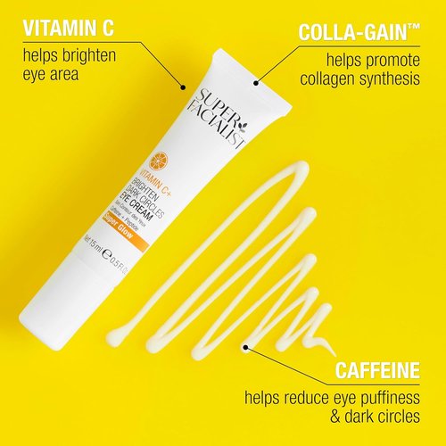 Super Facialist Vitamin C + Caffeine Under Eye Cream - Dark Circle Treatment & Puffiness Relief | 0.5 oz
