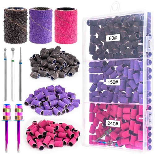 Sanding Bands for Nail Drill Sanding Bands Nail Drill Bits 210 Pcs Sanding Bands 3pcs Cuticle Drill Bits for Nails with 3/32" Mandrel Bit Boxed for Electric Nail Drill Nail Prep Tool