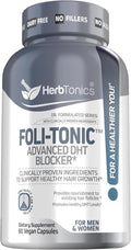 Foli Tonic Hair Growth Vitamins - DHT Blocker with Saw Palmetto & 10000mcg Biotin | 60 Vegan Capsules for Thicker, Fuller Hair