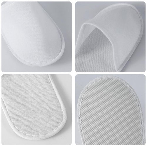 UrbanRoots 28 Pairs Disposable Slippers For Guests,Bulk Slippers For Hotel,Spa,Travel,Shoeless Home,Spa Slippers With Pouch,Non-Slip(White) house slippers for guests