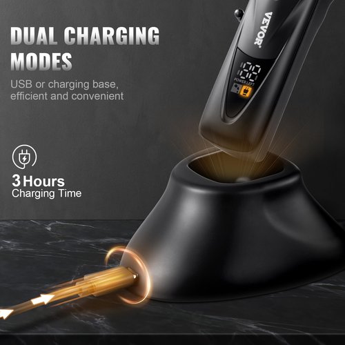 VEVOR Hair Clipper for Men with Magnetic Motor 10000RPM, Cordless Barber Clipper with DLC Fade Blade, Men's Hair Cutting Grooming Kit with 8 Guide Combs for Home Barber, Ideal Gift for Man