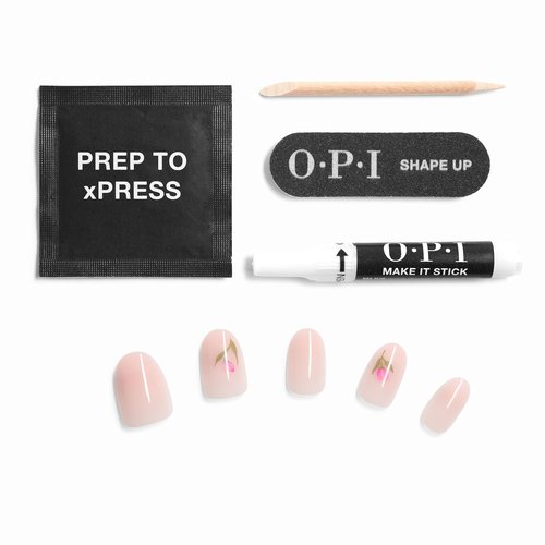 OPI On Point Press On Nails - Short Round, Squoval & Almond Styles | 30 Count with Glue | Long-Lasting & Reusable