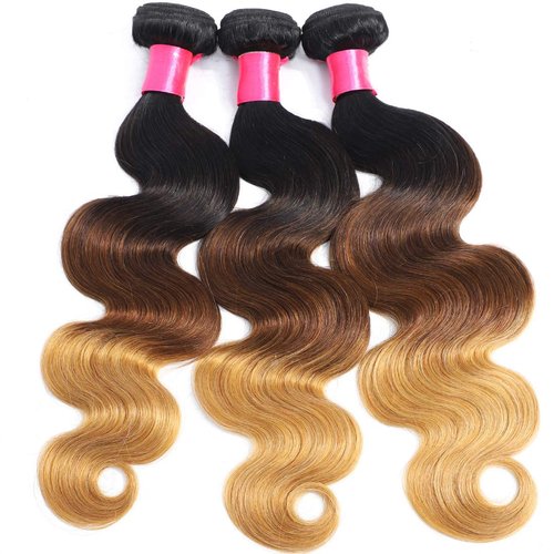 1B/4/27 Bundles Ombre Brazilian Human Hair Body Wave One Bundle 16inch 1B/4/27 Ombre Brazilian Virgin Human Hair Body Wave Weave Bundle Extension Three Tone