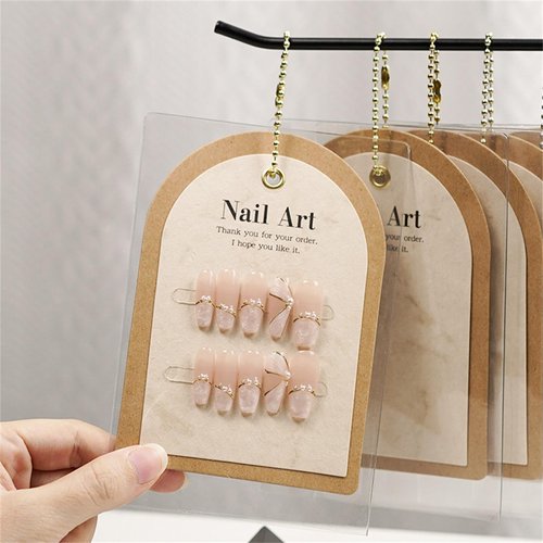Acycoin2A 10PCS Handmade Ins Press On Nail Packaging Nail Gel Polish Sample Display Nail Art Background Card Dustproof Bag With Tie Bags