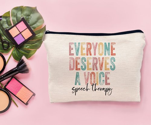 Lacosu Everyone Deserves a Voice Speech Therapy Makeup Bag Speech Therapist Gift Cosmetic Makeup Bag for Her Women Teen Girls,Speech Therapy Assistant Gifts