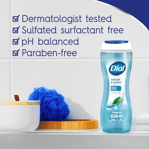 Dial Body Wash - Refresh & Renew Spring Water with Hydraclean Complex | 16 Fl Oz (Pack of 4)