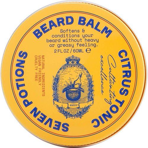 Seven Potions Beard Balm - All-Natural Conditioning Softener for Men | Nourishes Skin & Facial Hair - Citrus Tonic (2 FL OZ)