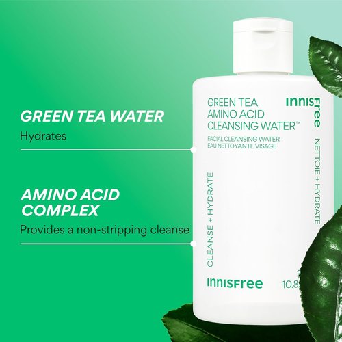 Innisfree Green Tea Cleansing Water - Hydrating Micellar Makeup Remover | Korean Skincare, Dermatologist Tested