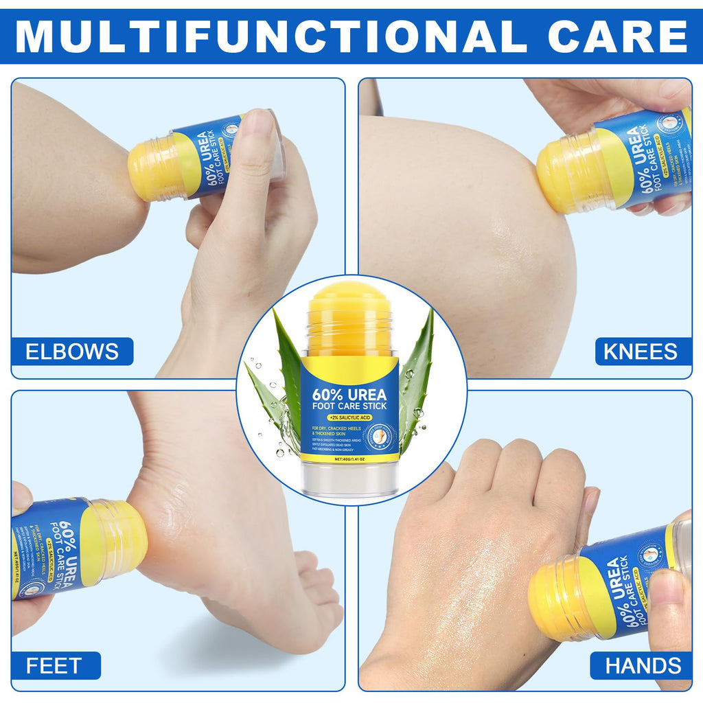 ZIXAOK 60% Urea + 2% Salicylic Acid Foot Repair Stick - Intensive Treatment for Dry, Cracked Heels & Calluses, Exfoliates Dead Skin, Moisturizes Feet, Knees, Elbows, All-in-One Care, 1.4 oz