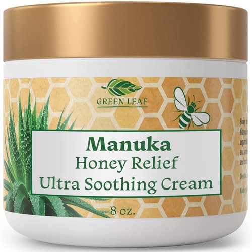 Green Leaf Naturals - Manuka Honey Face Cream - 8oz -Aloe Vera - Jojoba Oil Infused - Body Cream - Gluten Free Moisturizer for Kids & Adults - Nourishing Skin Care