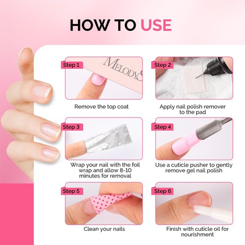 MelodySusie 200PCS Foil Nail Wraps Gel Nail Polish Remover Foil Wraps for Nails, Soak Off Gel Remover with Larger Cotton Pad for Removing Nail Polish at Home