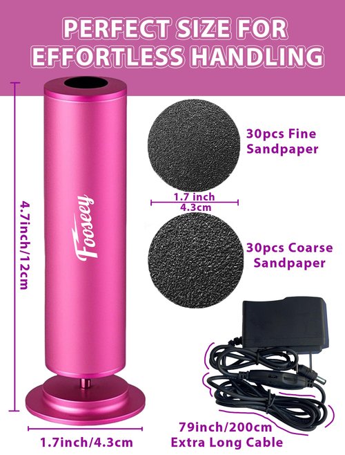 Electric Foot File Tool - Callus Remover for Feet, Professional Pedicure Machine with 60pcs Sandpaper Discs, Adjustable Speed Foot Files for Deadskin, Dry and Cracked Feet