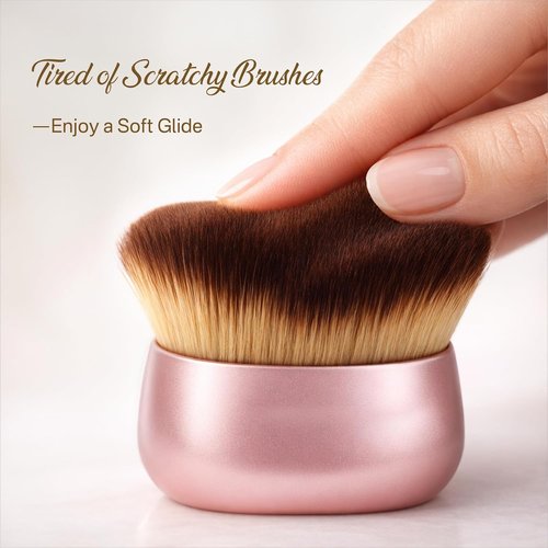 Skiennix Kabuki Self Tanner Brush - Large Vegan Body Makeup Brush for Even Coverage | Soft Pink