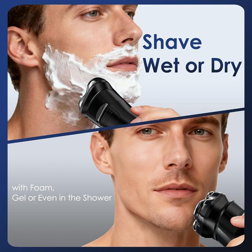 Skiennix Electric Rechargeable Shaver - IPX7 Waterproof Rotary Razor with 4D Floating Head | Travel-Friendly Black