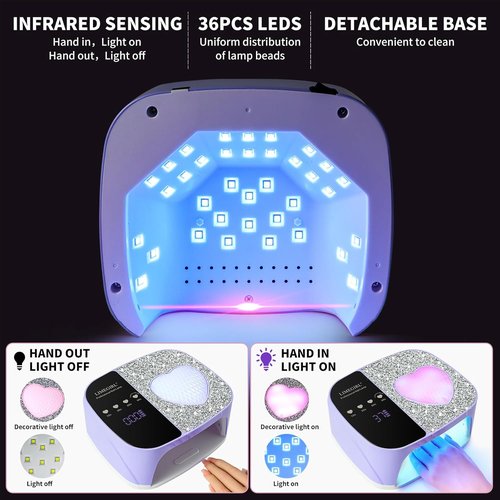 LIMEGIRL UV LED Nail Lamp Kit - Professional Fast Curing Purple Dryer with 4 Timer Settings | Cordless Rechargeable for Home & Salon Use