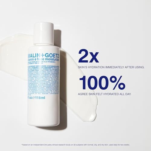 MALIN+GOETZ Vitamin E Face Moisturizer - Lightweight Hydrating Cream for All Skin Types | Fragrance-Free, Vegan | 4 Fl Oz & 8.5 Fl Oz