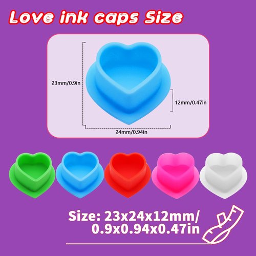 Tattoo Ink Caps Silicone Tattoo Cups Red 200 Pcs with Base for Tattoo, Ink Caps for Tattooing Microblading Tattoo Supplies