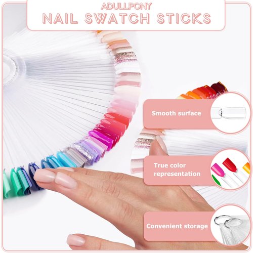 ADULLPONY 200Pcs Nail Swatch Sticks Nail Polish - Nail Sample Swatches for Gel Polish Clear Nail Polish Swatch Stick Nail Color Display - Nail Swatches Sticks