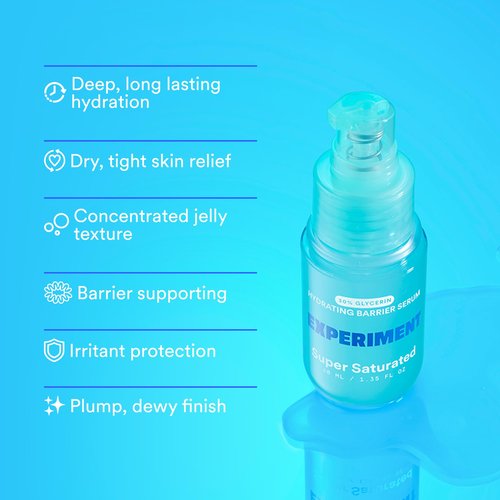 Experiment Super Saturated Ultra Hydrating Barrier Serum - 30% Glycerin, Polyglutamic Acid + Prickly Pear for Intensive Moisture, Plump + Dewy Skin, 1.35 FL OZ - Hydrating Serum for All Skin Types