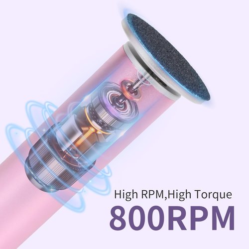 FancyJun Electric Foot Callus Remover with 120pcs Sandpaper Discs(3 Sizes), Professional 800RPM Aluminum 4.8 Inches Callus Remover for Feet, Stepless Speed Control for Dead Skin (Purple)
