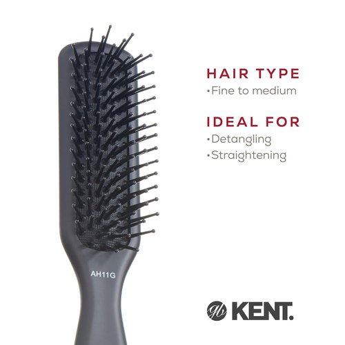 Kent | AH11G Airhedz Pro Narrow Pin Hair Brush - Fine Pin Detangler for Pain-Free Taming & Straightening