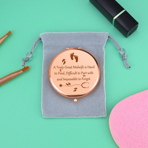 Nurse Gift Midwife Gifts Compact Makeup Mirror Doula Thank You Labor Delivery Nurse Present Appreciation Present for OB Doctor Pocket Makeup Mirrors Nurse's Day Birthday Retirement