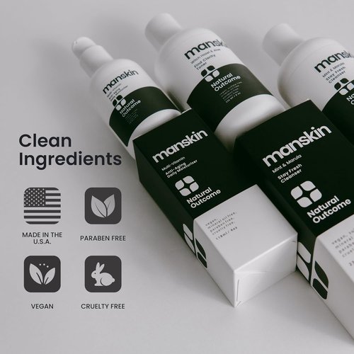 Natural Outcome Men's Skin Care Kit - Anti-Aging 3-Step Facial Care Regimen with Cleanser, Toner & Moisturizer