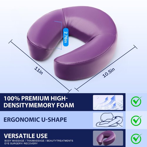 KONOVOLY Universal Headrest Face Cushion Face Pillow for Massage Table and Massage Chair, Professional Massage Table Universal Face Head Neck Rest Pad with Soft Memory Foam (Purple)