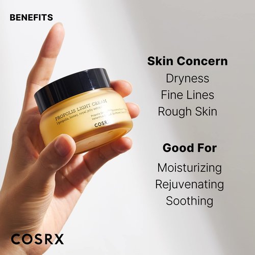 COSRX Full Fit Propolis Light Cream, 2.19 Fl.oz / 65ml, Propolis 64.5%, Hydrating Daily Day and Night Moisturiser, Korean Skin Care, Not Tested on Animals