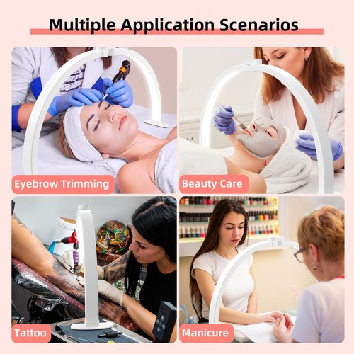 TOELOVE 29" Large Half Moon Light for Nail Desk, Foldable Arch Nail Lamp with Phone Holder, 3 Color Modes,10 Brightness, Perfect for Manicure Handicraft Lighting, White